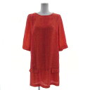 【中古】ザラ ベーシック ZARA BASIC ワンピース 七分袖 ミディ丈 ダルメシアン柄 シフォン オレンジ ピンクパープル M レディース 【ベクトル 古...