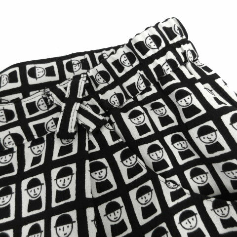 【中古】ピッコーネクラブ PICONE CLUB パンツ キュロット タック ウエストゴム ロゴパターン ブラック 黒 ホワイト 白 レディース 【ベクトル 古着】 240708