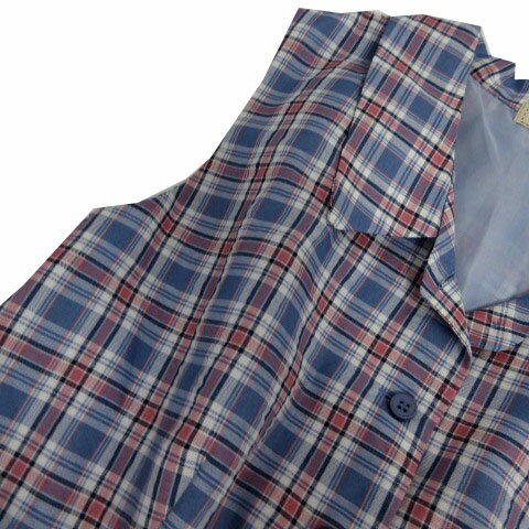 【中古】ティティー&コー TITTY&CO ワンピース シャツワンピ ノースリーブ ミディ丈 ベルト付き コットン混 チェック ブルー系 青系 ピンク ネイビー 紺 ホワイト 白 M レディース 【ベクトル 古着】 240816