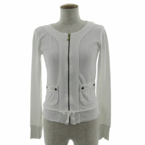 【中古】ジューシークチュール JUICY COUTURE ジャケット ノーカラー パイル生地 ジップアップ コットン混 ホワイト 白 P レディース 【ベクトル 古着】 240831 【中古】ジューシークチュール JUICY COUTURE ジャケット ノーカラー パイル生地 ジップアップ コットン混 ホワイト 白 P レディース 【ベクトル 古着】 240831