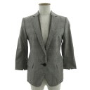 【中古】ブランバスク blanc basque ジャケット テーラードカラー 七分袖 シングル 1B 日本製 コットン グレンチェック ブラック 黒 オフ白 38 レディース 【ベクトル 古着】 240912