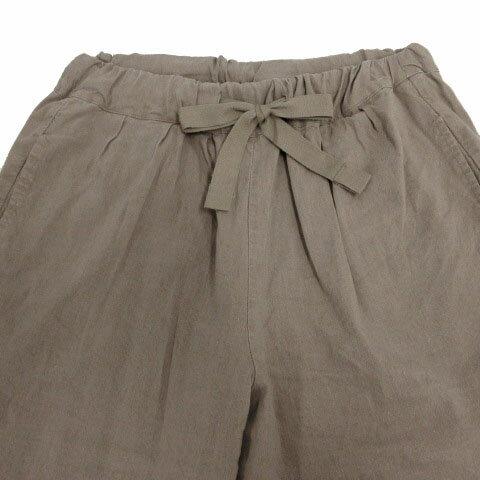 【中古】ドゥクラッセ DoCLASSE ストレッチリネン・スタイルパンツ 22231-121 テーパード ウエストゴム ブラウン系 トープ 9 レディース 【ベクトル 古着】 240919