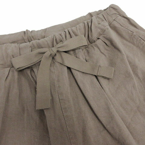 【中古】ドゥクラッセ DoCLASSE ストレッチリネン・スタイルパンツ 22231-121 テーパード ウエストゴム ブラウン系 トープ 9 レディース 【ベクトル 古着】 240919