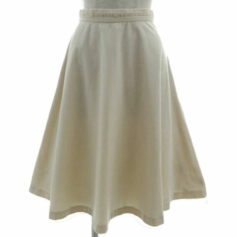 【中古】スーナウーナ Sunauna スカート レース フレア ミディ丈 ベロア ベージュ 36 レディース 【ベクトル 古着】 240915(4)