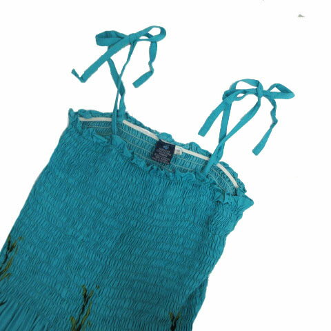 【中古】ハイビスカスコレクション ハワイ HIBISCUS COLLECTION HAWAII ワンピース キャミワンピ シャーリング ミディ丈 花柄 ブルー系 青緑 マルチカラー ONE SIZE レディース 【ベクトル 古着】 240923