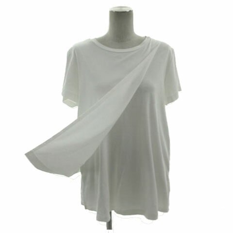 【中古】プラステ PLST グロスジャージーレイヤードTシャ 12-1301132 半袖 スリット コットン ホワイト 白 M レディース 【ベクトル 古着】 240926