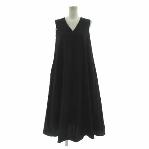 【中古】ユナイテッドアローズ UNITED ARROWS ノースリーブ ワンピース 1526-162-3353 Vネック ロング丈 コットン ブラック 黒 36 レディース 【ベクトル 古着】 241030
