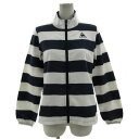 【中古】ルコックスポルティフ le coq sportif レディース クロスジャケット QB-575561 スタンドカラー ロゴ刺繍 ボーダー ネイビー 紺 ...