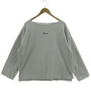 【中古】ピュアルセシン pual ce cin Du noir Tシャツ 長袖 ロンT ボートネック ロゴ刺繍 コットン グレー レディース 【ベクトル 古着】 241216