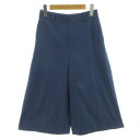 【中古】インディヴィ INDIVI パンツ ワイドパンツ クロップド丈 ガウチョ ウエストゴム ストレッチ 日本製 ブルー系 青系 36 レディース 【ベクトル 古着】 241214(4)
