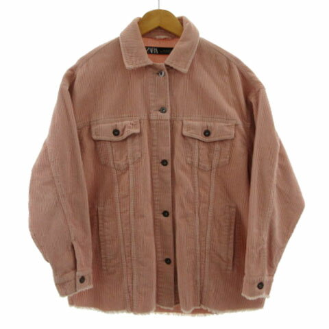 【中古】ザラ ZARA ジャケット オーバーサイズシルエット アウター コーデュロイ カットオフ コットン ピンク系 S レディース 【ベクトル 古着】 241220