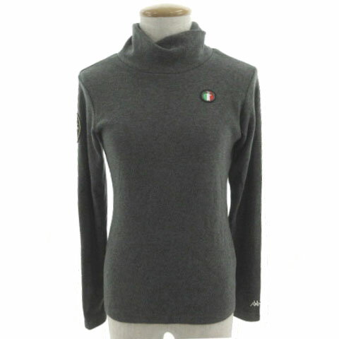 【中古】カッパ kappa ITALIA 起毛ニット長袖ハイネックシャツ KG462LS76 ロゴ刺繍 ワッペン 日本製 グ..