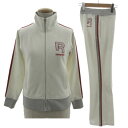 【中古】リーボック Reebok ジャージ セットアップ 上下セット PLAYDRY ジャケット スタンドカラー ジップアップ パンツ 裾フレア ロゴ刺繍 ライ...