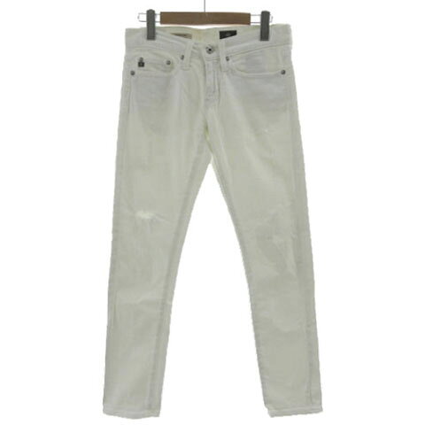 乐天商城 - 【中古】エージー AG AG52 ジーンズ THE PIPER CROP デニム スリム USA製 ダメージ加工 リペア加工 ストレッチ コットン混 ホワイト 白 23 レディース 【ベクトル 古着】 250224