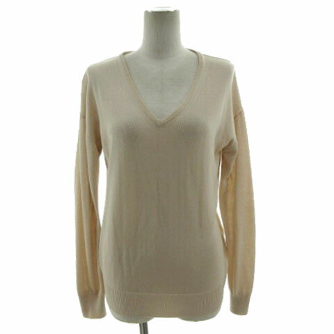 V-Neck - 【中古】ルスーク Le souk ニット Vネック 長袖 ベンベルグ混 ベージュ系 ベージュブラウン 38 レディース 【ベクトル 古着】 250309