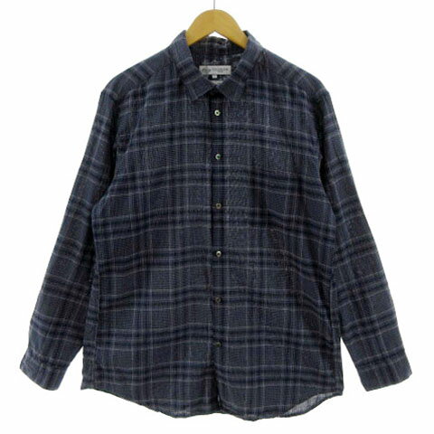 【中古】ビーミングバイビームス B:MING LIFE STORE by BEAMS シャツ フレンチリネン FRENCH LINEN 長袖 リネン混 チェック ネイビー 紺 ブルーパープル系 ホワイト 白 XL メンズ 【ベクトル 古着】 250226