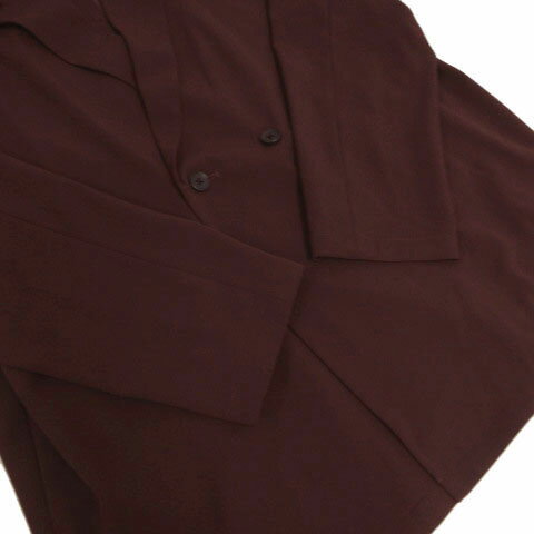 【中古】タケオキクチ TAKEO KIKUCHI バーグマンセミダブルジャカーデ セットアップ 170-89403 オーバーサイズシルエット テーラードカラー パンツ タック ストレッチ エンジ S メンズ 【ベクトル 古着】 250307