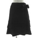 【中古】ソニアバイソニアリキエル SONIA by SONIA RYKIEL スカート リボン 台形 ティアード ミディ丈 日本製 ウール ブラック 黒 38 レディース 【ベクトル 古着】 250228(4)