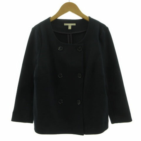 【中古】バナナリパブリック BANANA REPUBLIC ジャケット ノーカラー ダブル ネイビー 紺 2 レディース 【ベクトル 古着】 250307