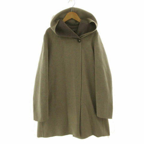 【中古】23区 オンワード樫山 フーデッドウールコート 起毛 ベージュ系 カーキベージュ 44 大きいサイズ レディース 【ベクトル 古着】 250828