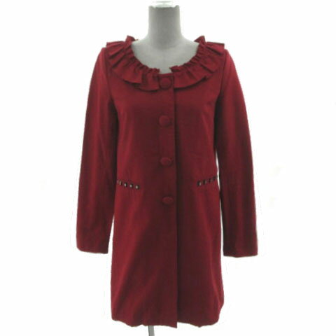 【中古】ジルスチュアート JILL STUART コート ノーカラー フリル ビジュー コットン レッド 赤 S レディース 【ベクトル 古着】 250324 【中古】ジルスチュアート JILL STUART コート ノーカラー フリル ビジュー コットン レッド 赤 S レディース 【ベクトル 古着】 250324
