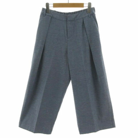 【中古】ブティックニコル boutique NICOLE パンツ ワイドパンツ タック クロップド丈 ガウチョ ウエストゴム ストレッチ リネン混 ブルー系 青系 38 レディース 【ベクトル 古着】 250315