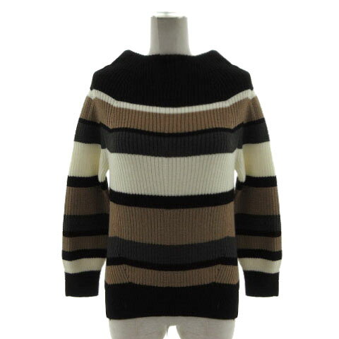 【中古】グローバルワーク GLOBAL WORK ニット セーター オフネック スリット 長袖 ウール混 ボーダー ブラック 黒 ブラウン 茶 グレー オフ白 S レディース 【ベクトル 古着】 250418 vectorpremium-18426853 ブランド古着ベクトルプレミアム店 パッケージ画像