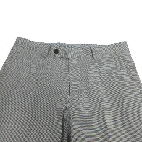 【中古】グリーンレーベルリラクシング ユナイテッドアローズ green label relaxing パンツ スリムフィット SLIMFIT ストレッチ コットン混 ハウンドトゥース柄 グレー ホワイト 白 S メンズ 【ベクトル 古着】 250429