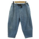 【中古】グラミチ GRAMICCI パンツ デニム トレッキングパンツ ウエストゴム ストレッチ ウォッシュ加工 コットン混 ブルー 青 140 キッズ 【ベクトル 古着】 250428(4)