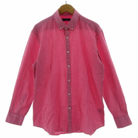 【中古】ユミカツラオム YUMI KATSURA HOMME シャツ ボタンダウン 長袖 コットン 格子柄 ピンク ホワイト 白 M メンズ 【ベクトル 古着】 250523 【中古】ユミカツラオム YUMI KATSURA HOMME シャツ ボタンダウン 長袖 コットン 格子柄 ピンク ホワイト 白 M メンズ 【ベクトル 古着】 250523