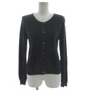 【中古】B&Y ユナイテッドアローズ BEAUTY&YOUTH ビューティー&ユース BY∵ エンブロイダリーレース×ニットカーディガン 1628-284-0579 日本製 シルク混 ネイビー 紺 レディース 【ベクトル 古着】 250401(4)