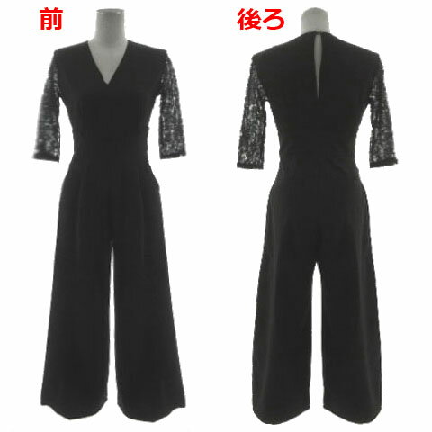 【中古】レースレディース LACE LADIES オールインワン フォーマル Vネック 七分袖 レース切替え ワイドパンツ オープンバック ブラック 黒 レディース 【ベクトル 古着】 250405 【中古】レースレディース LACE LADIES オールインワン フォーマル Vネック 七分袖 レース切替え ワイドパンツ オープンバック ブラック 黒 レディース 【ベクトル 古着】 250405