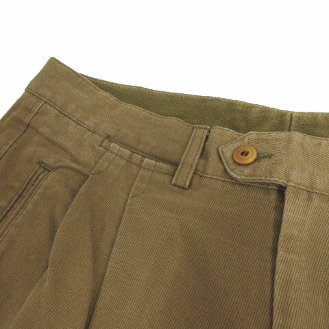 【中古】パパス Papas パンツ チノパン テーパード タック イタリア製 厚手 コットン ブラウン系 茶系 LL メンズ 【ベクトル 古着】 250516