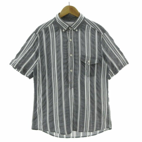 【中古】グリーンレーベルリラクシング ユナイテッドアローズ green label relaxing プルオーバー ボタンダウン ストライプシャツ 3216..