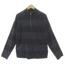 【中古】コムサイズム COMME CA ISM ハーフジップハイネックニット 47-61KE92 セーター ボーダー ネイビー 紺 グレー L メンズ 【ベクトル 古着】 250825