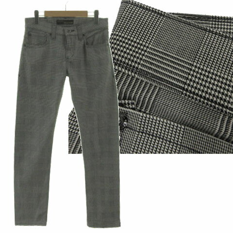 【中古】エドウィン EDWIN 503ZERO REGULAR レギュラーフィット グレンチェックパンツ 503Z03 ストレッチ 日本製 コットン混 ブラック 黒 オフ白 28 メンズ 【ベクトル 古着】 251105