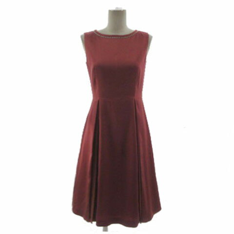 【中古】アナイ ANAYI パールラインフォーマルサテンワンピース 101727-14-520-41-360 ドレス ノースリーブ レース切替え シャイニー 光沢 ピンク系 ピンクレッド 36 レディース 【ベクトル 古着】 251004