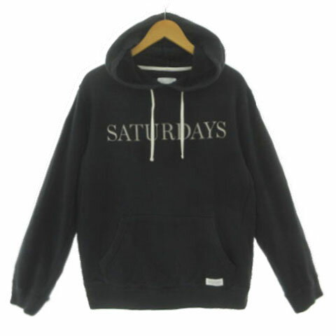 【中古】サタデーズニューヨークシティ SATURDAYS SURF NYC ロゴスウェットパーカー BBM-6433-B ロゴプリント プルオーバー コットン ブラック 黒 S メンズ 【ベクトル 古着】 251018