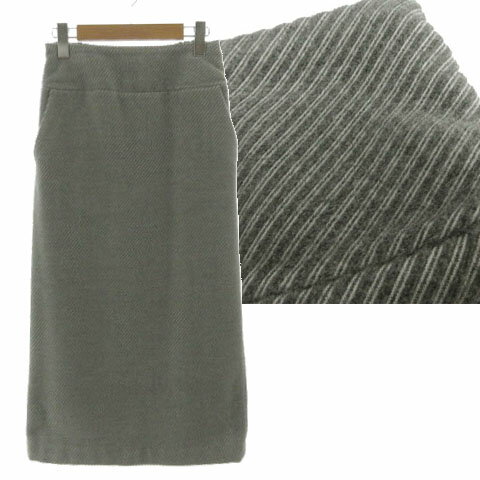 楽天ブランド古着ベクトルプレミアム店【中古】コラージュ ガリャルダガランテ COLLAGE GALLARDAGALANTE コーデュロイペンシルスカート AL17R1017620110 ロング丈 ウエストゴム 斜めストライプ グレー ホワイト 白 F レディース 【ベクトル 古着】 251126