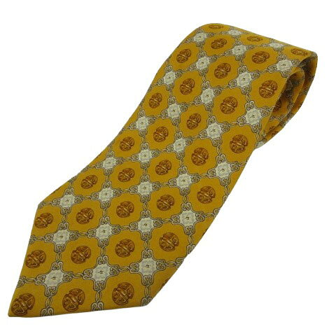 【中古】クリスチャンディオール Christian Dior 総柄 ネクタイ シルク フランス製 マスタード マルチカラー メンズ 【ベクトル 古着】 260625