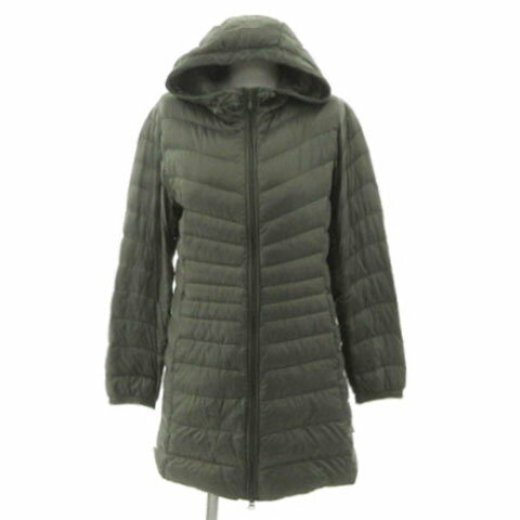 【中古】ユニクロ UNIQLO ウルトラライトダウンコート 217-069160 フーディー ダブルジップ ダウン90％ カーキ M レディース 【ベクトル 古着】 260218
