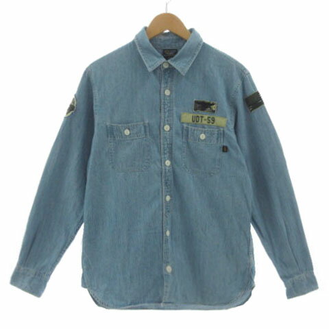 樂天商城 - 【中古】アルファインダストリーズ ALPHA Industries ミリタリーダンガリーシャツ TS5068-096 ワッペン 胸ポケ 長袖 コットン ブルー系 L メンズ 【ベクトル 古着】 260422