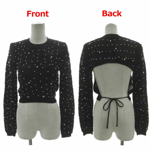 Rakuten - 【中古】ザラ ZARA CROPPED KNIT SWEATER WITH PEARL BEADS 9598/225/800 ニット オープンバック 長袖 ブラック 黒 M レディース 【ベクトル 古着】 260527