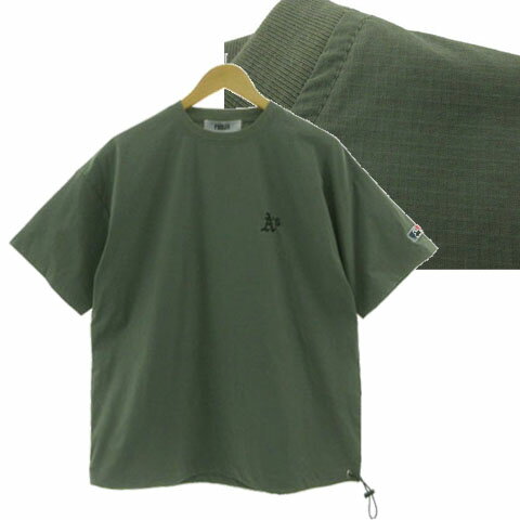 【中古】未使用品 パブリュクス PUBLUX MLBフハクコードTEE Tシャツ PBM24SS11MLB アスレチックス刺繍 半袖 ストレッチ リップストップ生地 オリーブ M メンズ 【ベクトル 古着】 260308