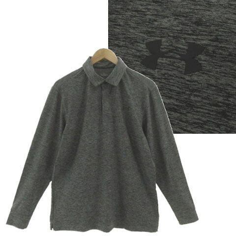 【中古】アンダーアーマー UNDER ARMOUR UA GOLF LSポロ ロングスリーブ ポロシャツ MGF3471 ロゴプリント ストレッチ 霜降り グレー L メンズ 【ベクトル 古着】 260701