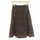 【中古】クイーンズコート QUEENS COURT スカート チェック ウール混 ひざ丈 1 S 茶 ブラウン /☆G レディース 【ベクトル 古着】 2402...