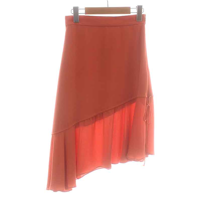 【中古】未使用品 ジルスチュアート JILL STUART アメリアアシンメトリースカート ひざ丈 フレア リボン 0 XS オレンジ 0927120052 /NW30 レディース 【ベクトル 古着】 240527