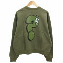 【中古】未使用品 ドノウ DUNNO Midas Hatena Kun crew スウェット トレーナー 長袖 プリント M オリーブ DN0901301 /H...