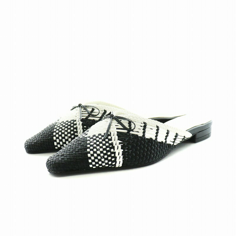 【中古】未使用品 コエル COEL メッシュリボンミュール 37 23.5cm 黒 ブラック 白 ホワイト 183109063 /AN1 ■GY36 レディース 【ベクトル 古着】 240628