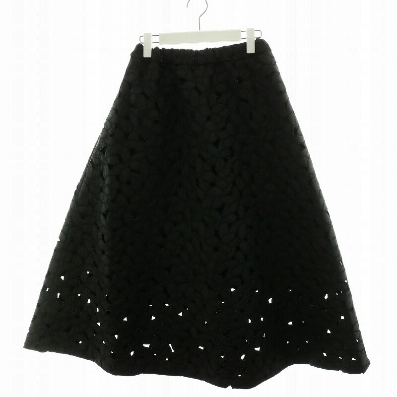 【中古】未使用品 コエル COEL フラワーキルティングスカート フレアスカート ミモレ ロング 38 M 黒 ブラック 183306038 /AN28 ■GY36 レディース 【ベクトル 古着】 240624